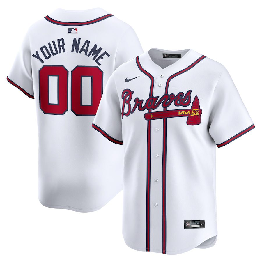 Men Atlanta Braves Nike White Home Limited Custom MLB Jersey